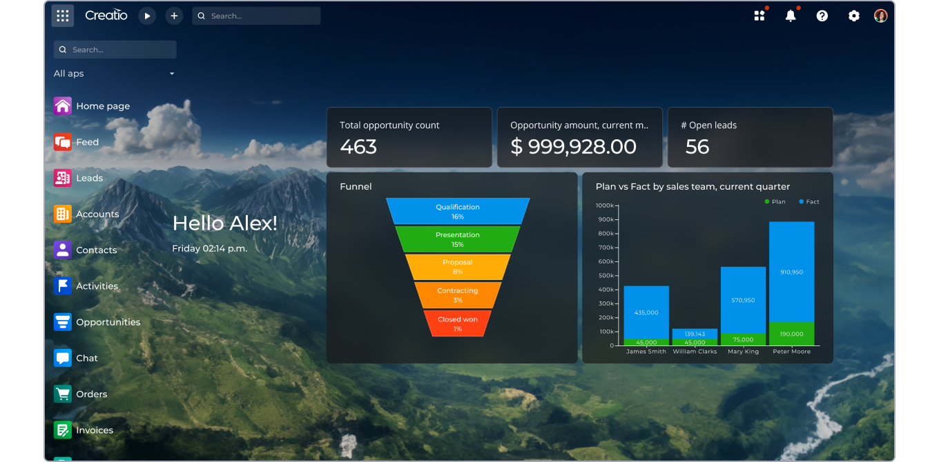 Sales automation Creatio platform screenshot